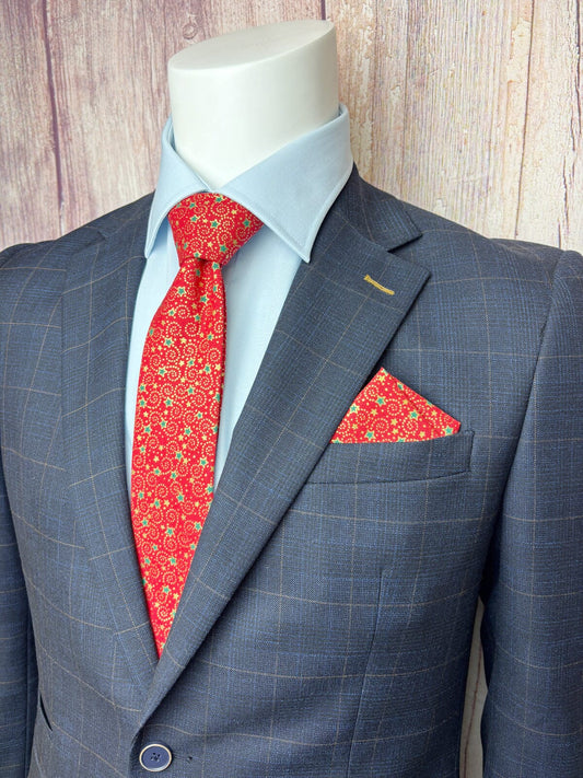 Red & Gold Christmas Swirls Pocket Square - Pocket Square -