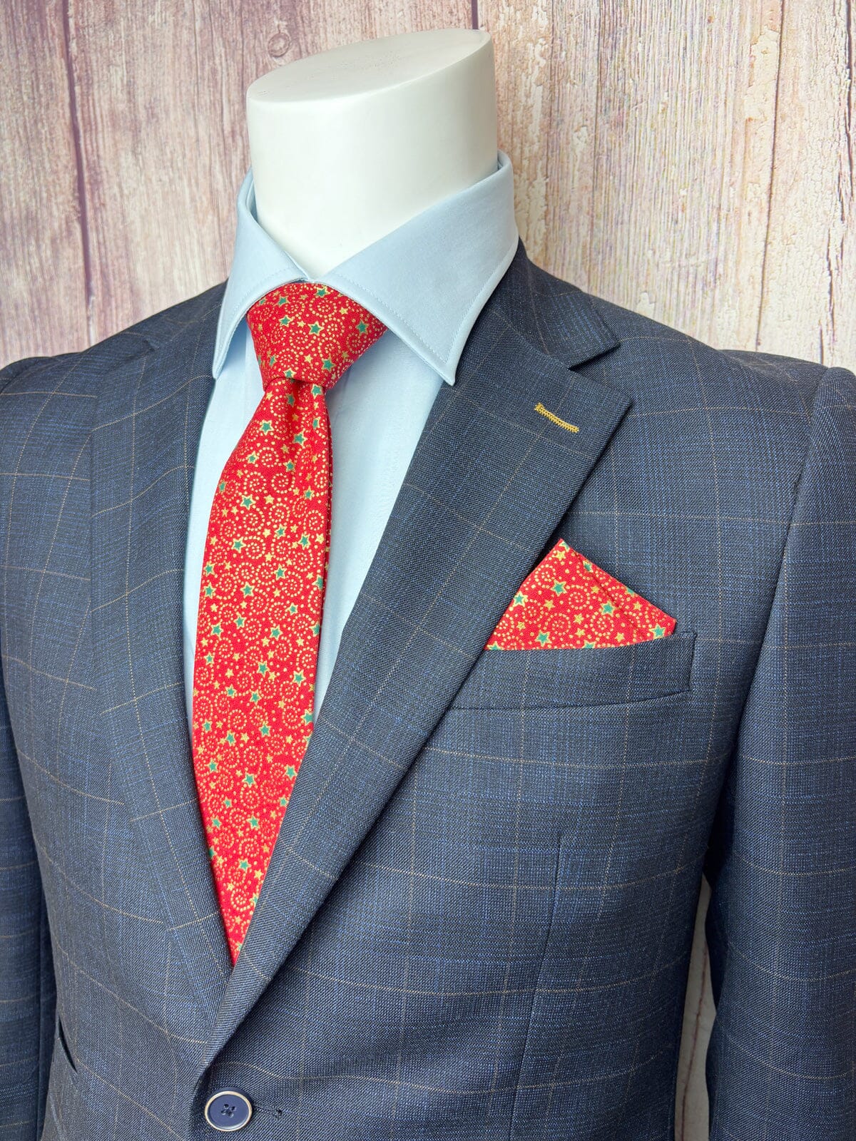 Red & Gold Christmas Swirls Pocket Square - Pocket Square -