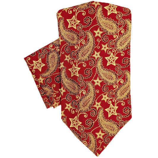 Red & Gold Paisley Cravat - Cravats -