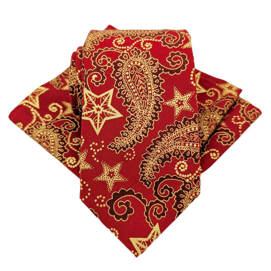 Red & Gold Paisley Tie - Ties -