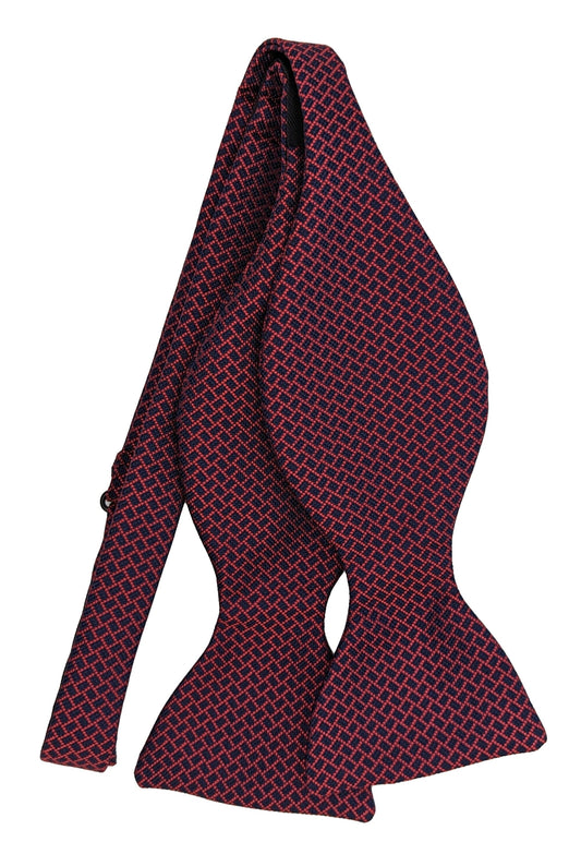 Red & Navy Brick Silk Bow Tie Set - LIMITED EDITION - Bow Ties - - THREADPEPPER