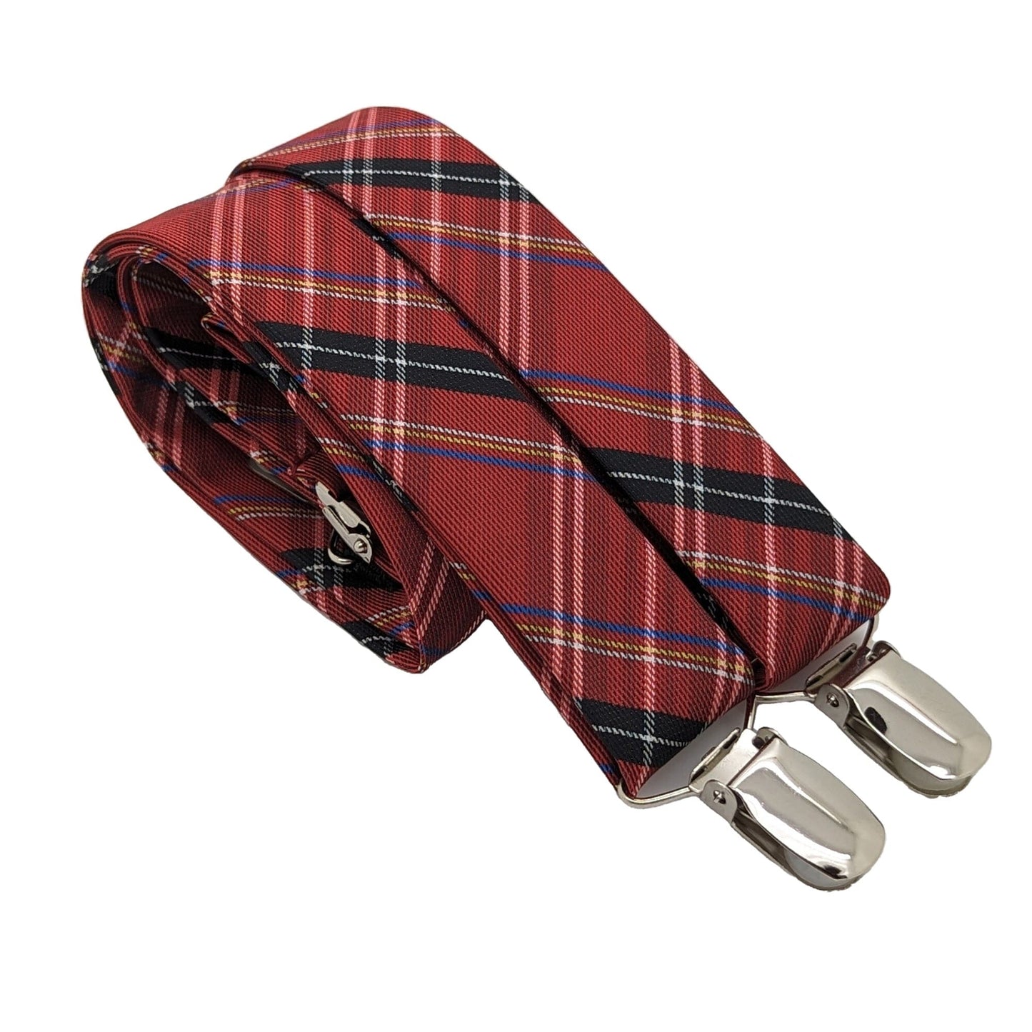 Red Tartan Clip Braces - Braces - - THREADPEPPER