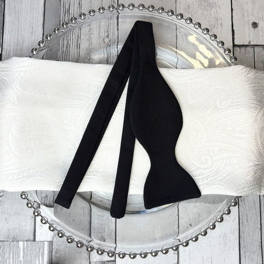 Single End Black Marcella Self-Tie Bow Tie - Formalwear -