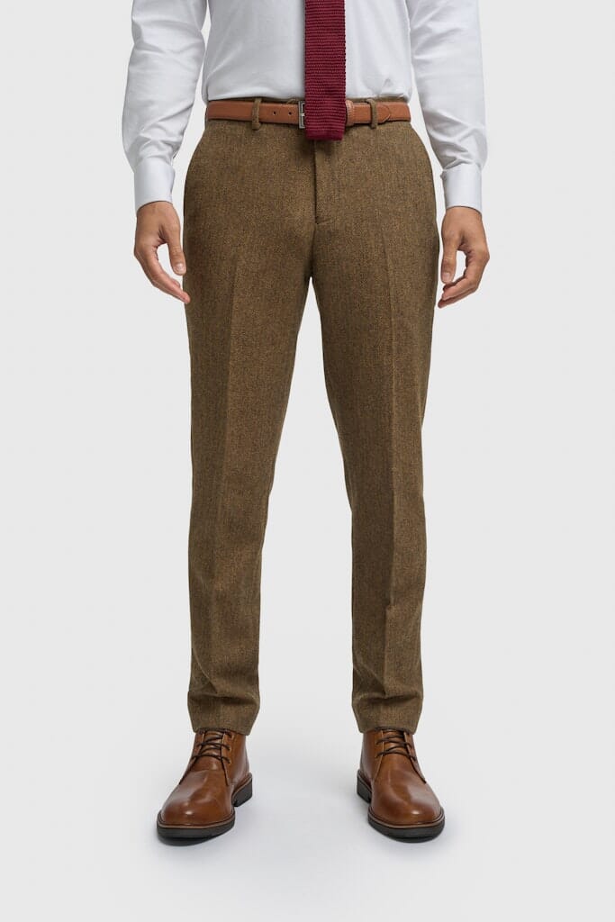 Thomas Brown Herringbone Trousers - Trousers - 28R