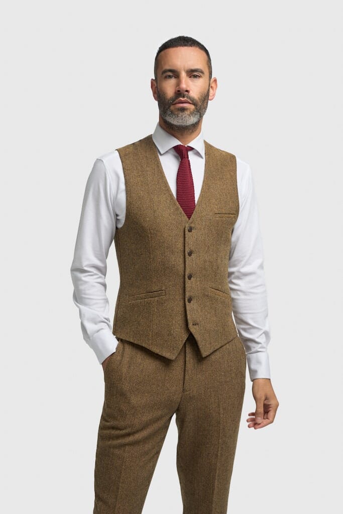 Thomas Brown Herringbone Waistcoat - Waistcoats - 34R