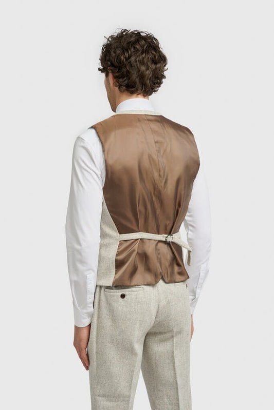 Thomas Pearl Grey Herringbone Waistcoat - Waistcoats -