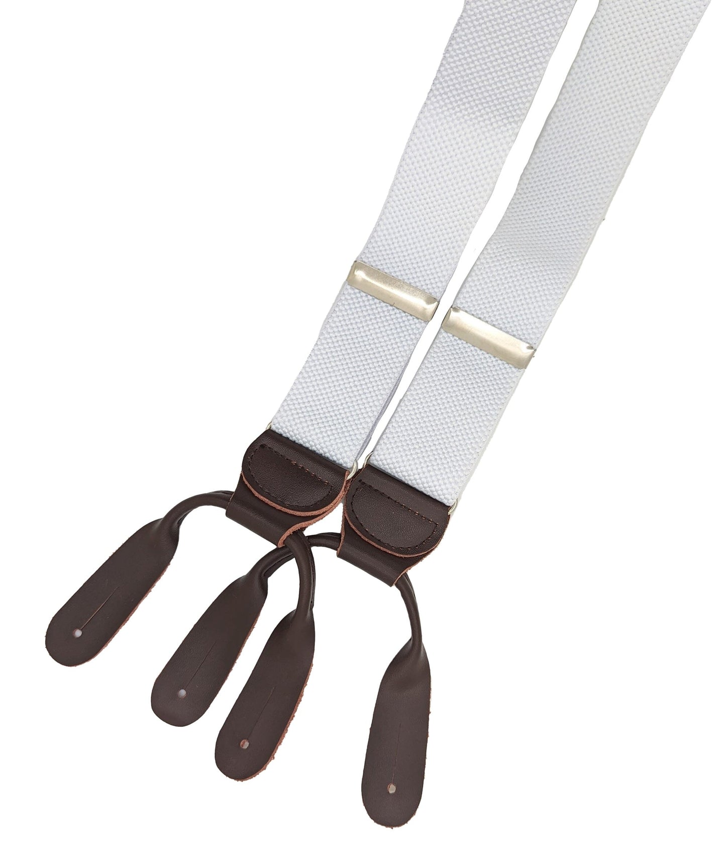 White Leather-Ended Extra Long Braces - Braces - - THREADPEPPER