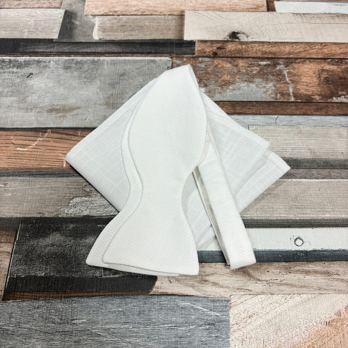 White Marcella Bow Tie - Gift Sets - Self-Tie Bow Tie Add Pocket Square - Save £1.00
