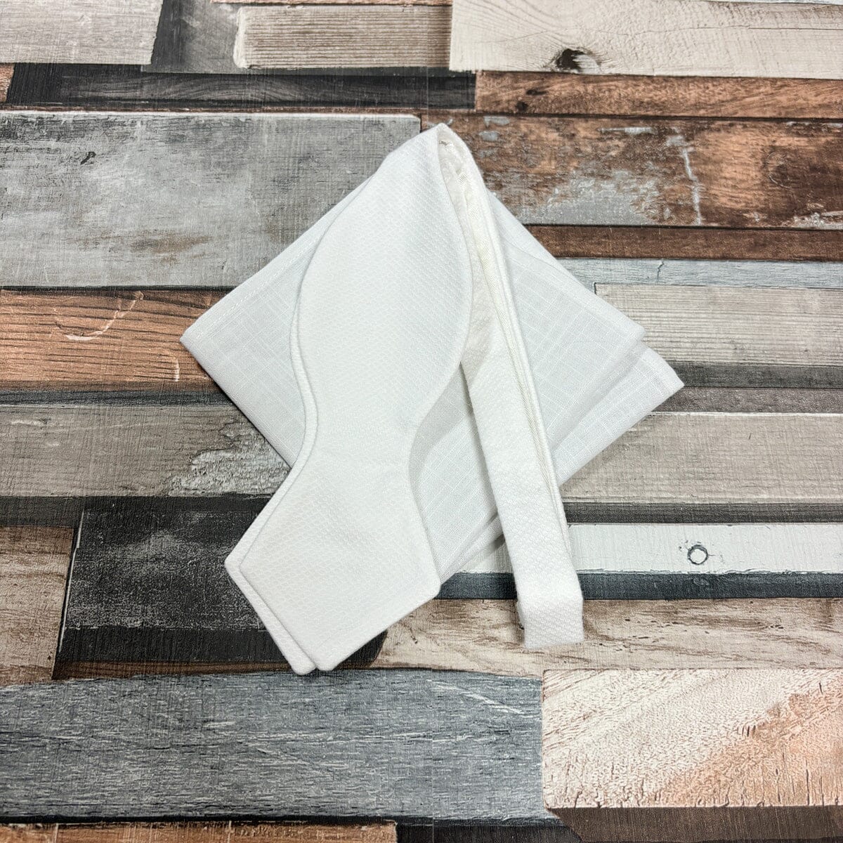 White Marcella Bow Tie - Gift Sets - Self-Tie Diamond Bow Tie Add Pocket Square - Save £1.00