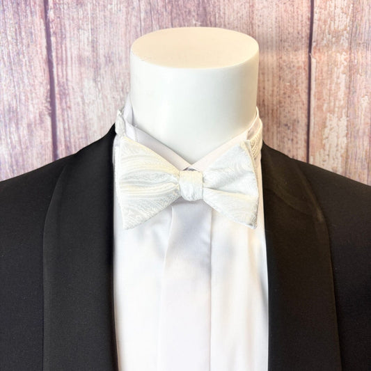 White Paisley Silk Bow Tie - Bow Ties -