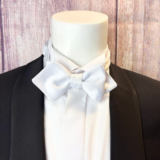 White Satin Diamond-Point Bow Tie - Bow Ties -