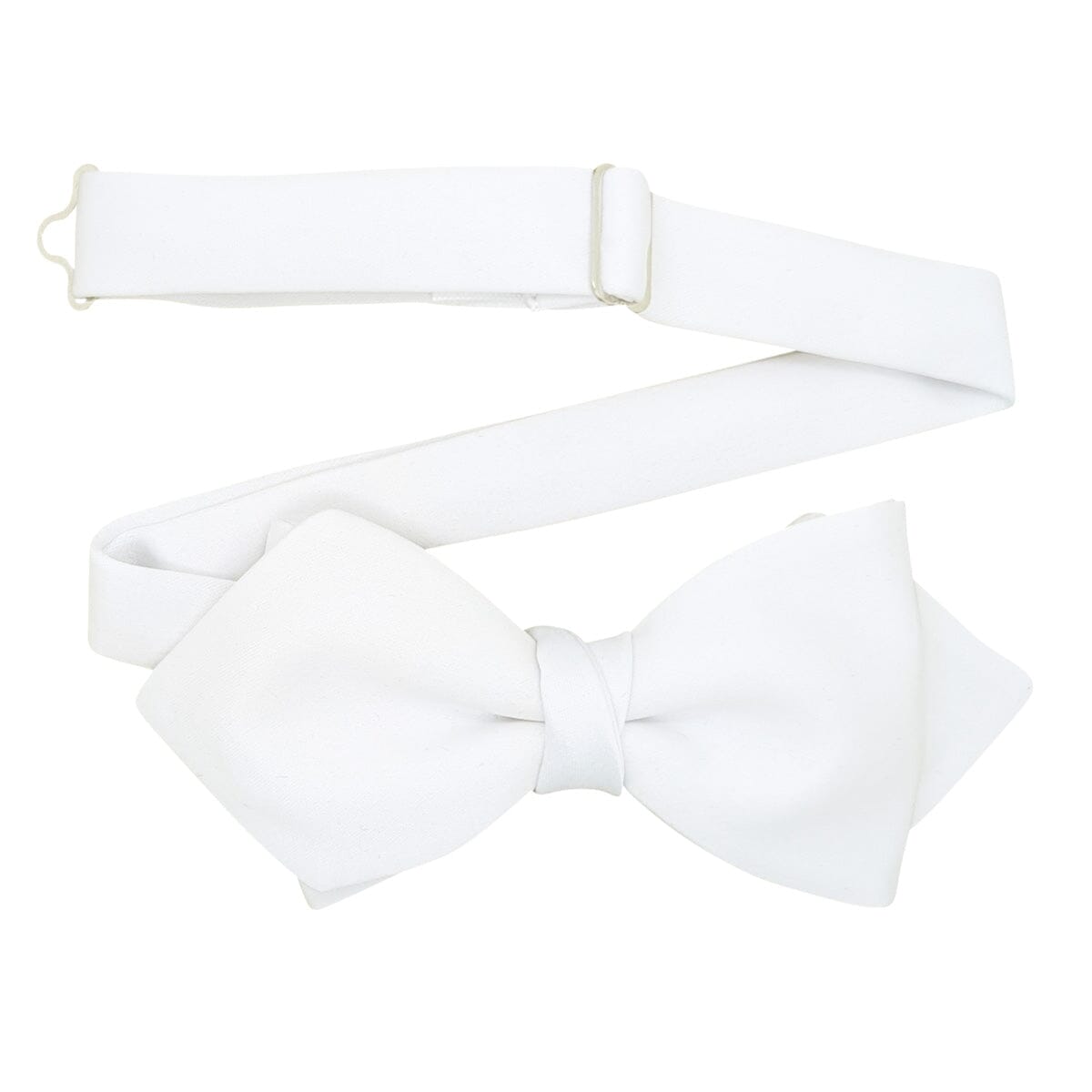 White Satin Diamond-Point Bow Tie - Bow Ties - Pre-Tied
