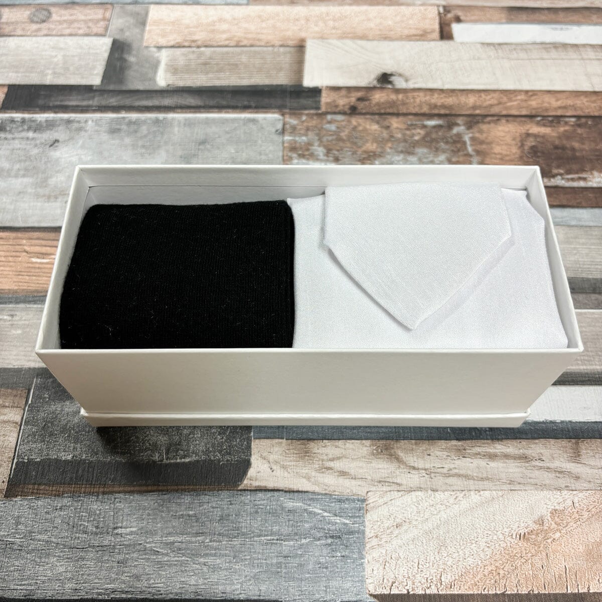 White Shantung Tie & Socks Boxed Gift Set - Gift Sets - Regular Tie with Socks & Pocket Square Boxed Set