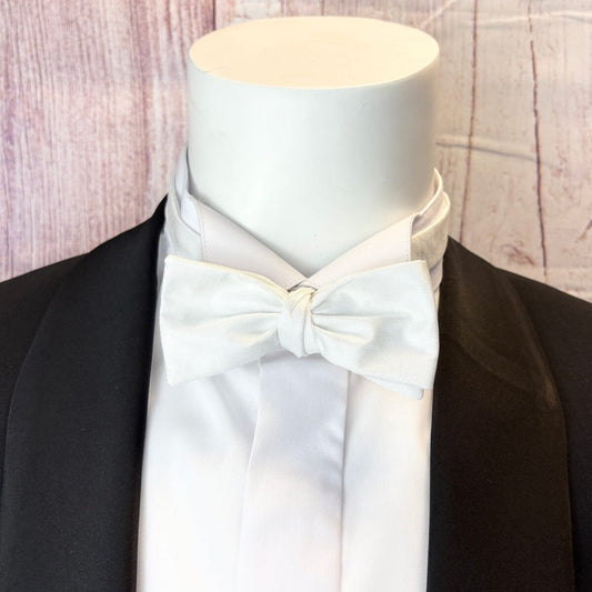 White Silk Twill Batswing Bow Tie - Bow Ties -