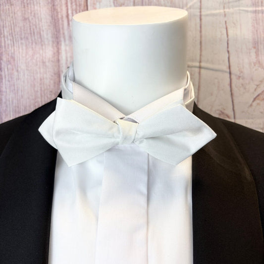 White Silk Twill Diamond Point Bow Tie - Bow Ties -