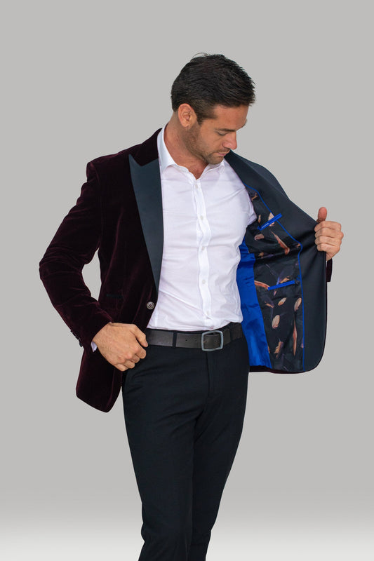 Wine Velvet Blazer - STOCK CLEARANCE - Blazers & Jackets Sale -