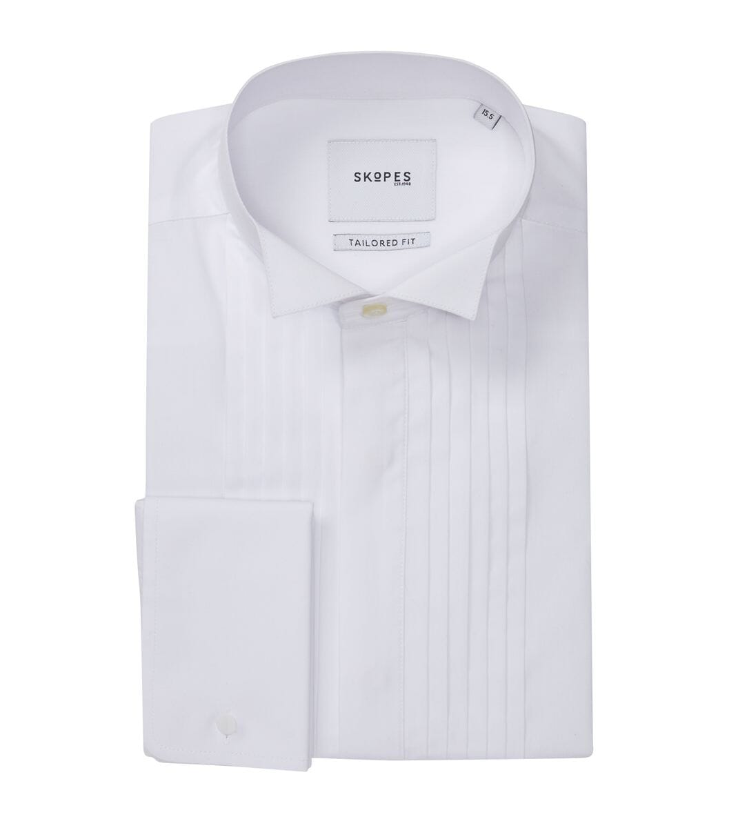 Wing Collar Pleated White Dress Shirt - Shirts - - THREADPEPPER