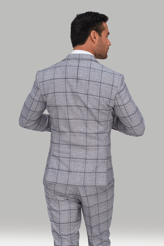 Pale Grey Checked Jacket - STOCK CLEARANCE - Clearance Jackets - - THREADPEPPER