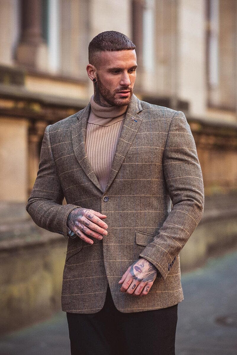 Albert Brown Tweed Jacket - Blazers & Jackets - - THREADPEPPER