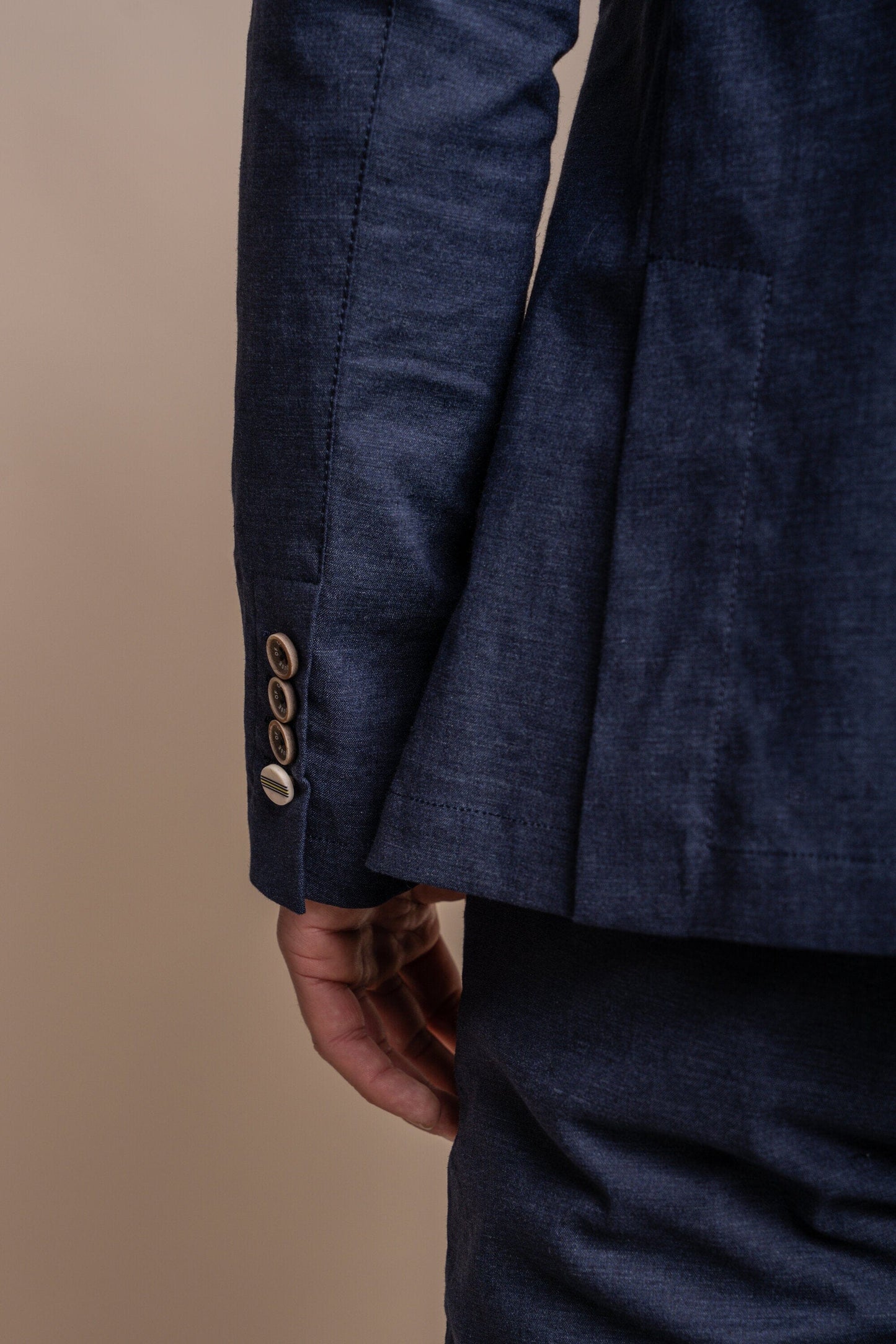 Alvari Quarter Lined Navy Linen Blazer - Blazers & Jackets - - THREADPEPPER