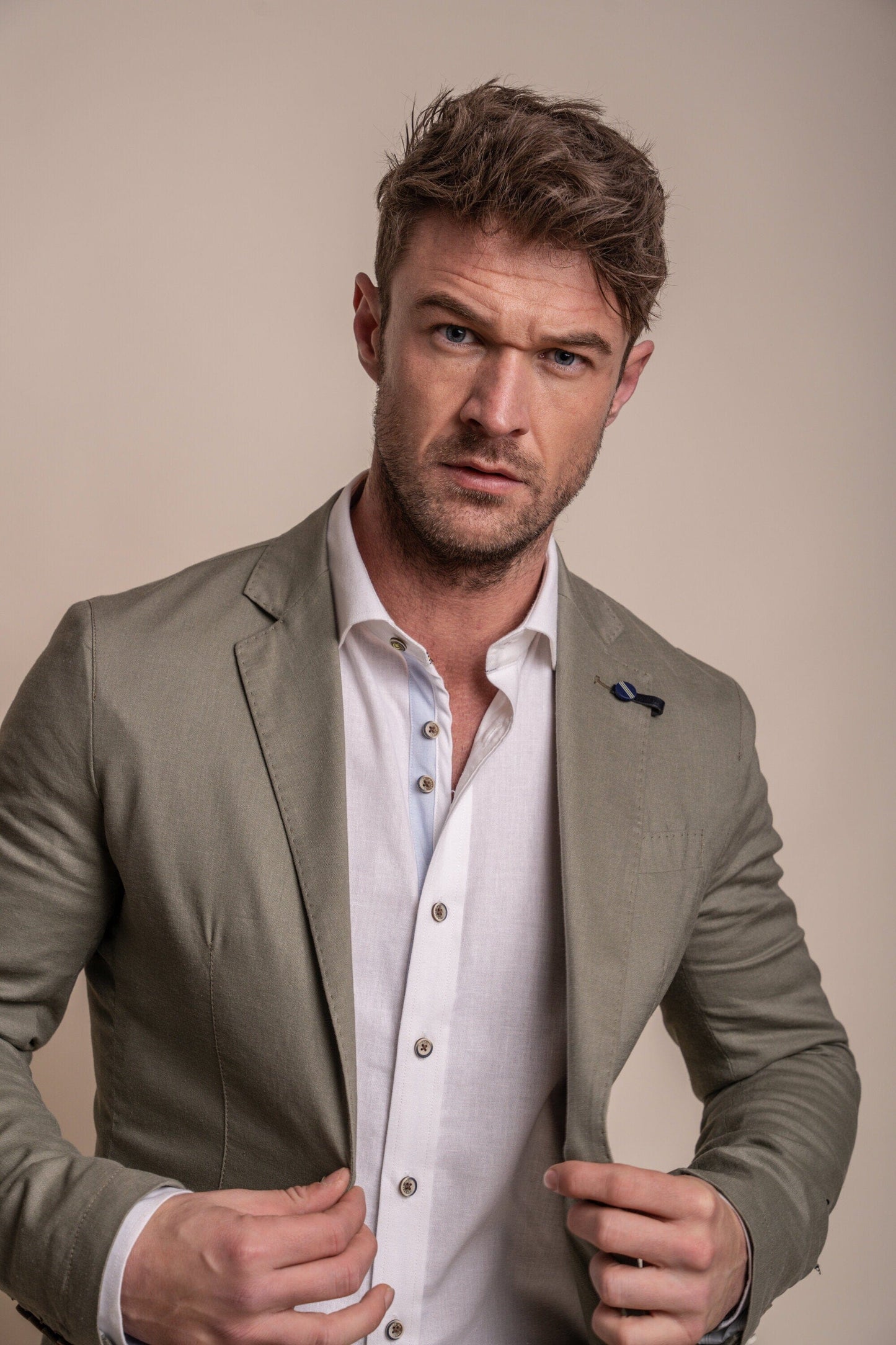 Alvari Quarter Lined Sage Linen Blazer - Blazers & Jackets - - THREADPEPPER