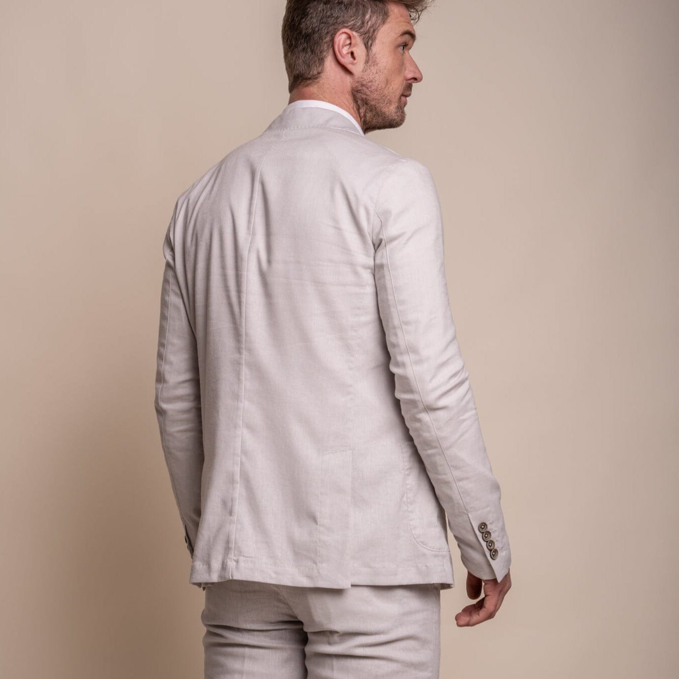 Alvari Quarter Lined Stone Linen Blazer - Blazers & Jackets - - THREADPEPPER