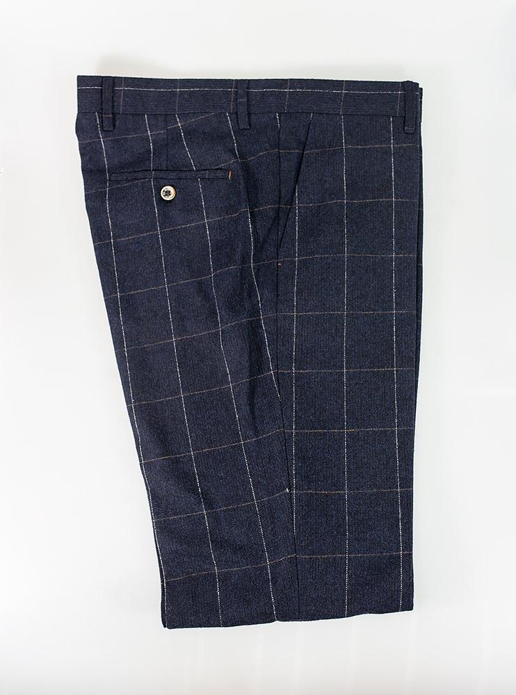 Navy Check Tweed Trousers - STOCK CLEARANCE - Trousers - - THREADPEPPER
