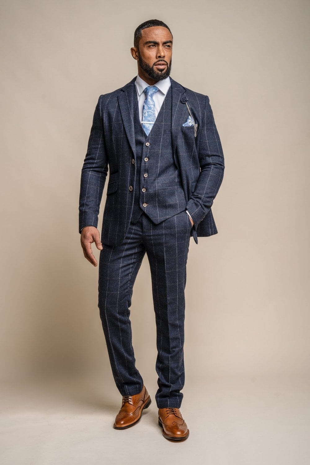Angels Navy Check Tweed Blazer - Blazers & Jackets - - THREADPEPPER