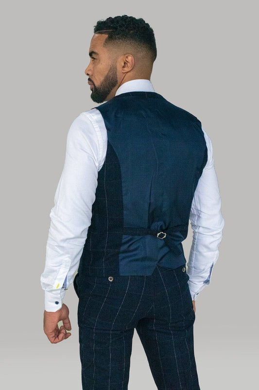 Navy Check Tweed Waistcoat - STOCK CLEARANCE - Waistcoats - - THREADPEPPER