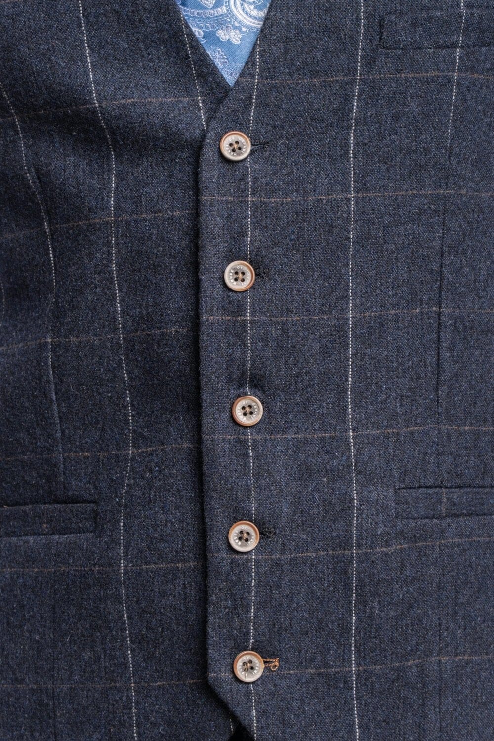 Angels Navy Check Tweed Waistcoat - Waistcoats - - THREADPEPPER