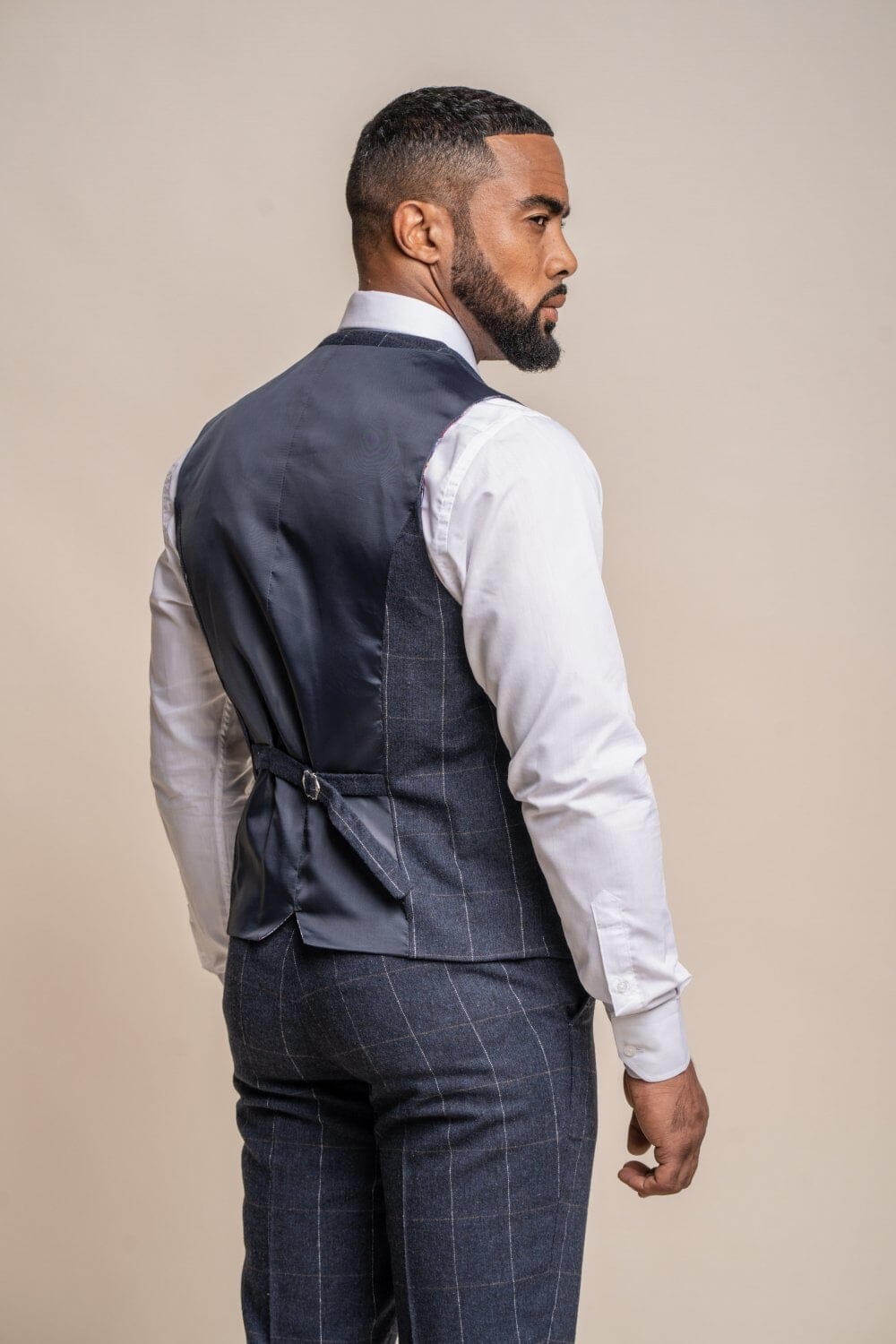 Angels Navy Check Tweed Waistcoat - Waistcoats - - THREADPEPPER