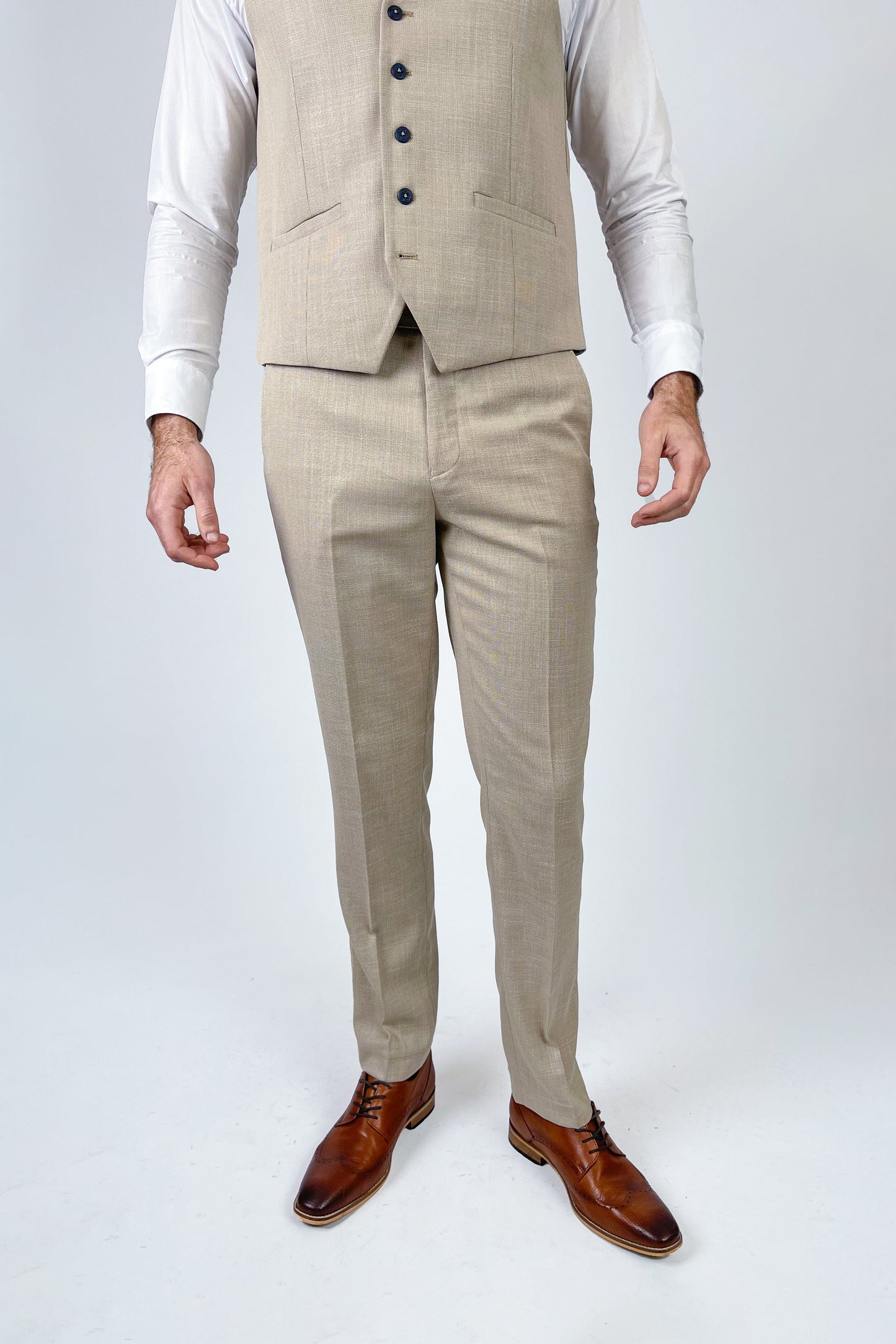 Beige Linen Waistcoat - STOCK CLEARANCE - Waistcoats - - THREADPEPPER