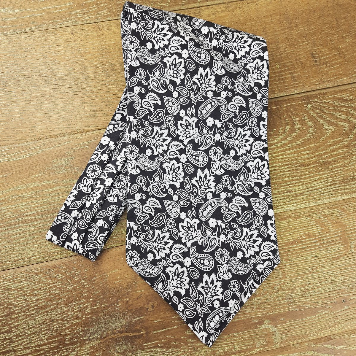 Black Paisley Blooms Cotton Cravat - Cravats - - THREADPEPPER
