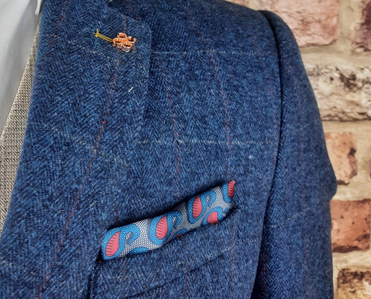 Blue Pheasant's Paisley Pocket Square - Handkerchiefs - - THREADPEPPER
