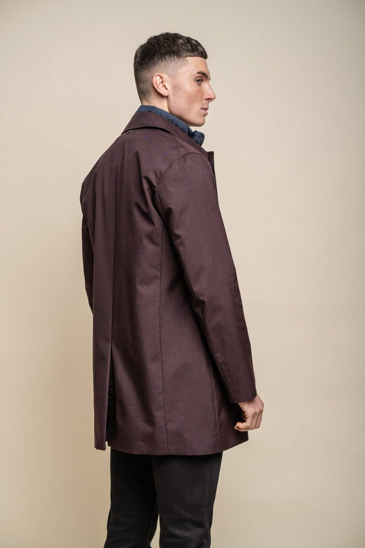 Brando Wine Mac Coat - Coats - - THREADPEPPER
