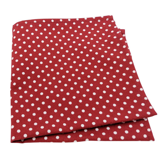 Burgundy Spot Cotton Pocket Square - Handkerchiefs - - THREADPEPPER