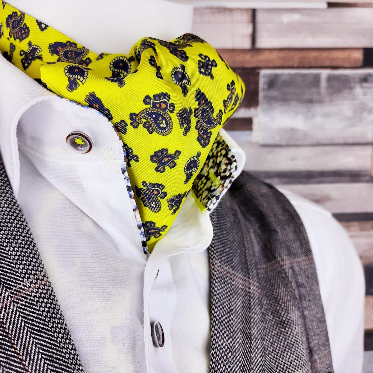 Caspian Yellow All Silk Cravat - Cravats - - THREADPEPPER