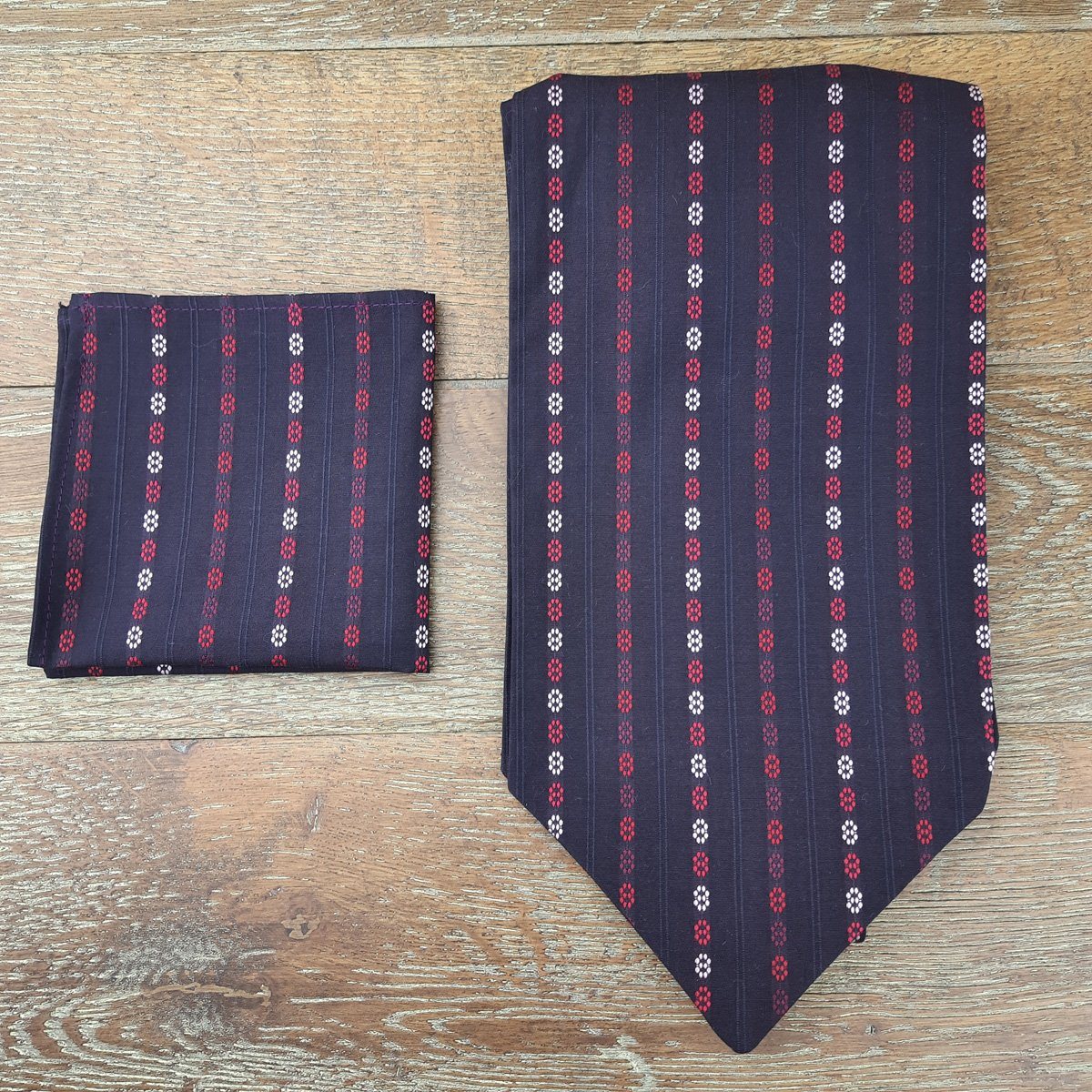 Chocolate Rosette Pinstripe Cotton Cravat - Cravats - - THREADPEPPER