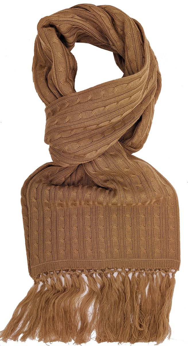 Ecru Lambswool Cable Knit Scarf - Scarves - - THREADPEPPER