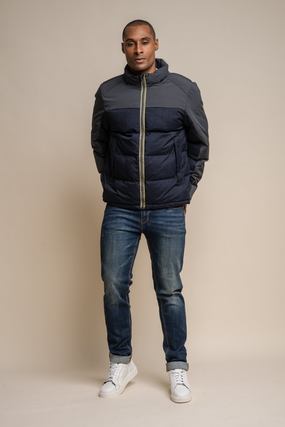 Farros Navy Jacket - Coats - - THREADPEPPER