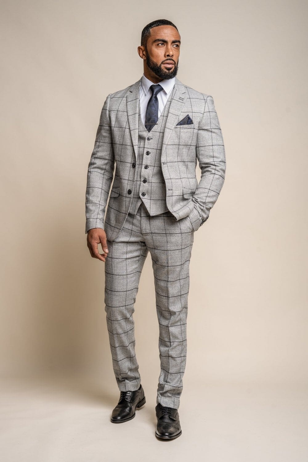 Ghost Pale Grey Checked Jacket - Blazers & Jackets - - THREADPEPPER