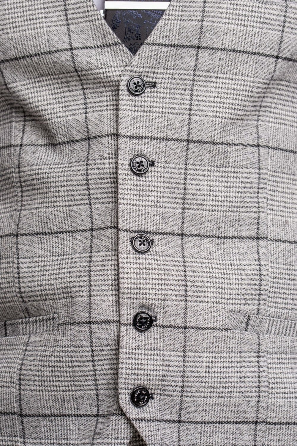 Ghost Pale Grey Checked Waistcoat - Waistcoats - - THREADPEPPER