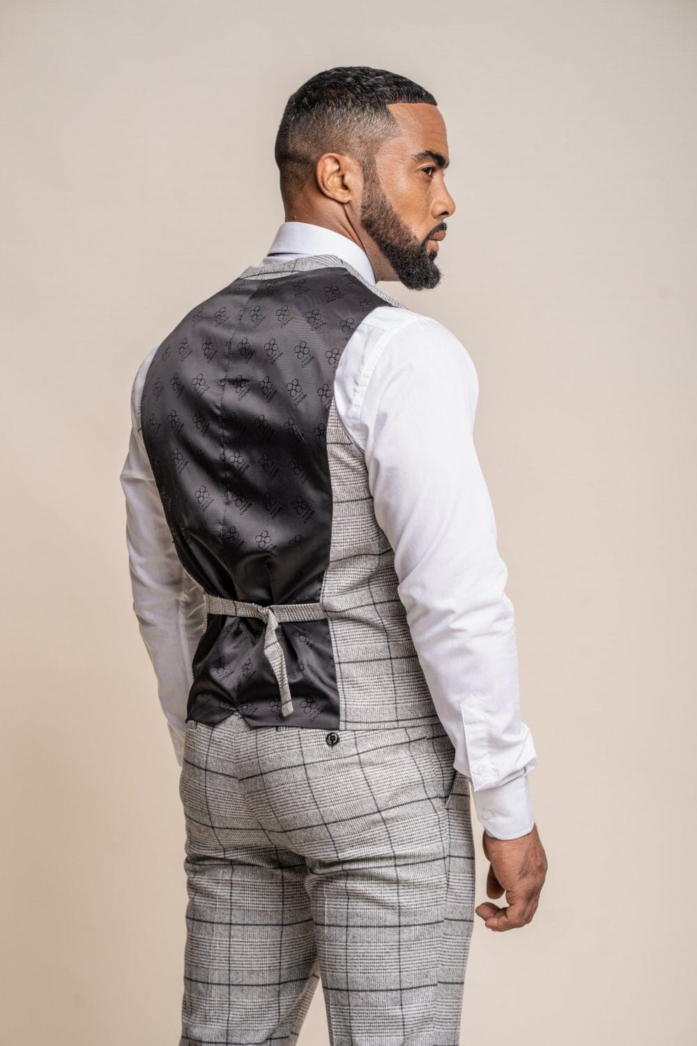 Ghost Pale Grey Checked Waistcoat - Waistcoats - - THREADPEPPER
