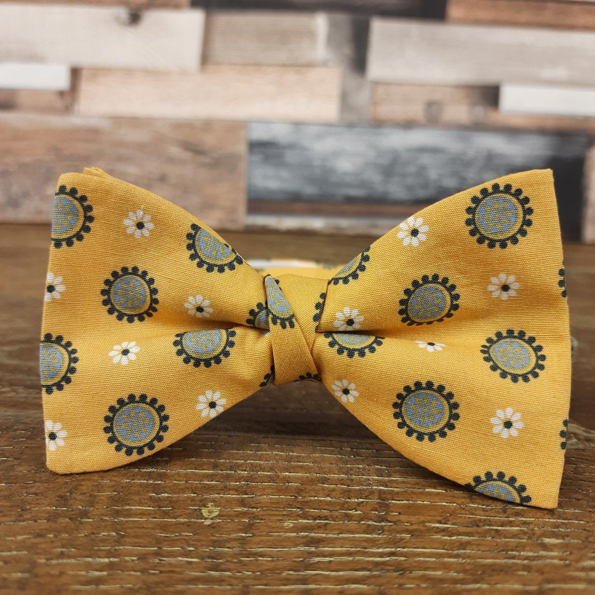 Golden Flower Medallions Cotton Ready-Tied Bow Tie - Bow Ties - - THREADPEPPER
