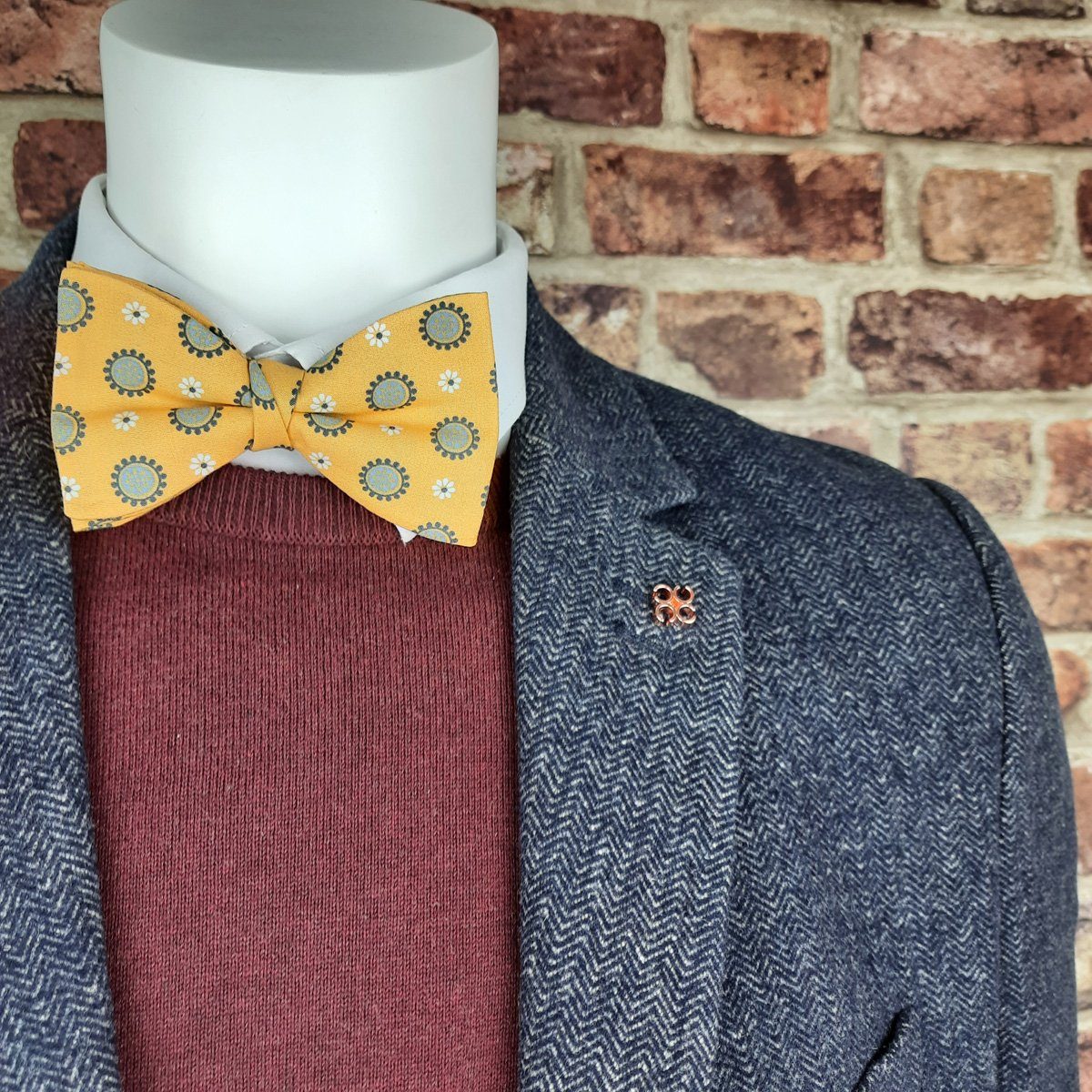 Golden Flower Medallions Cotton Ready-Tied Bow Tie - Bow Ties - - THREADPEPPER