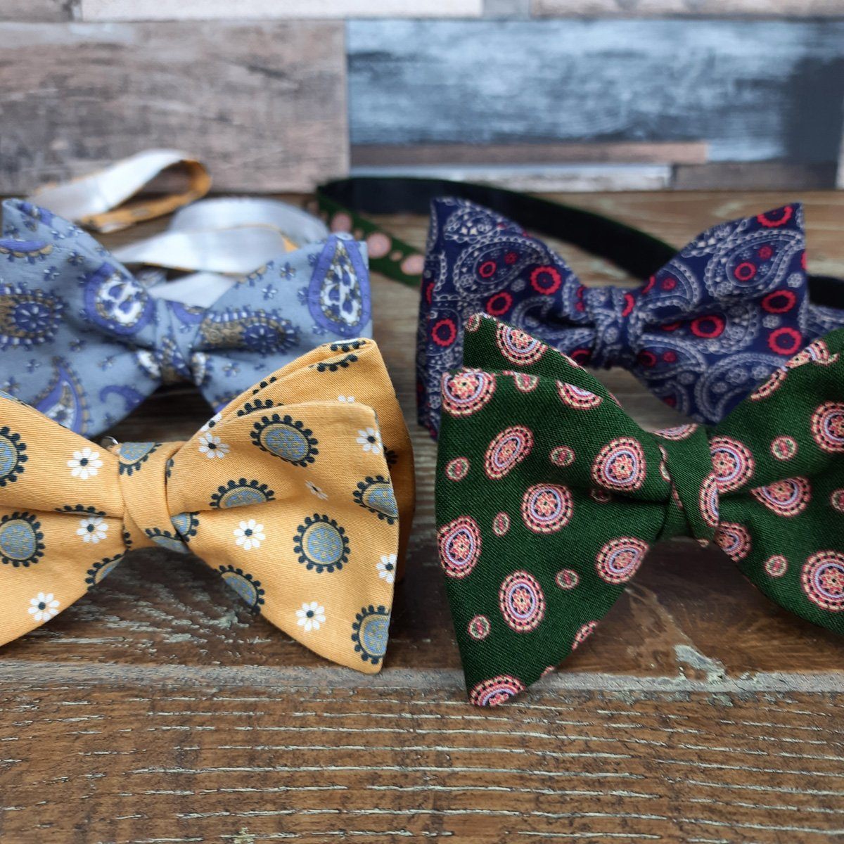 Golden Flower Medallions Cotton Ready-Tied Bow Tie - Bow Ties - - THREADPEPPER