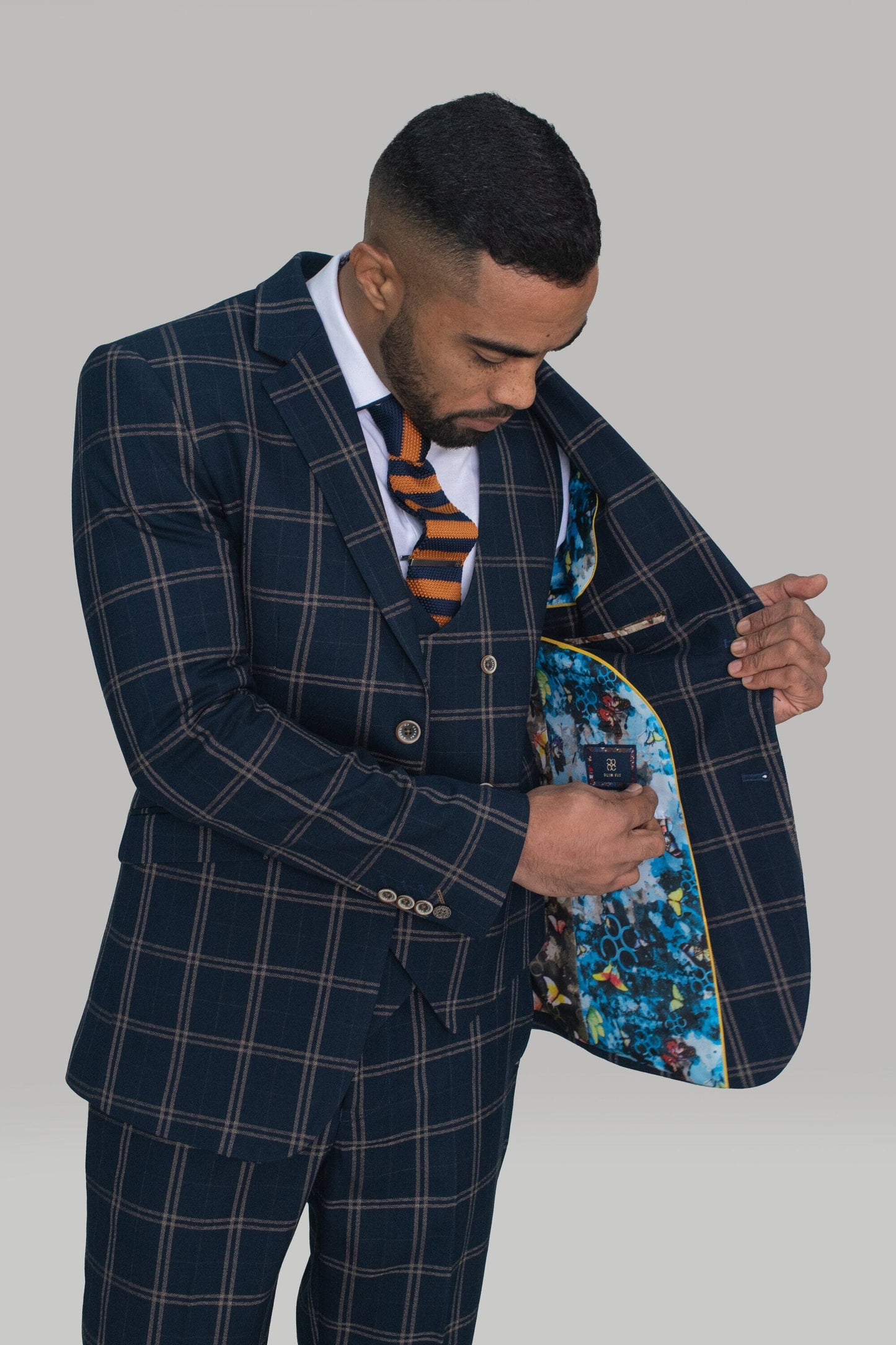 Hardy Navy Checked Blazer - Blazers & Jackets - - THREADPEPPER