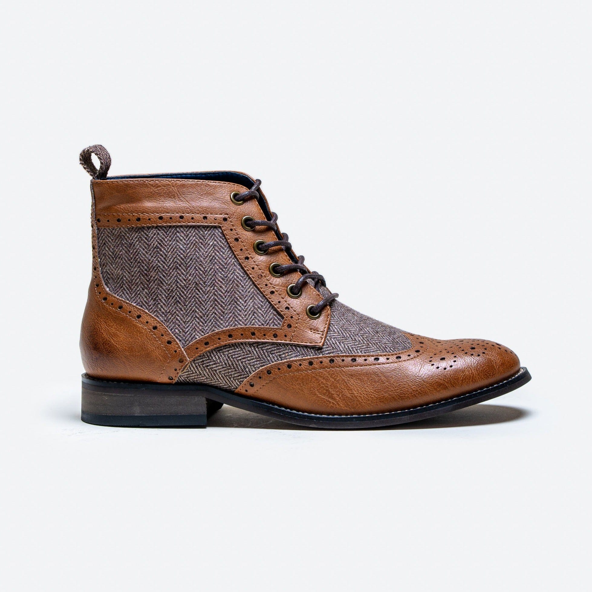 Cavani tan tweed brogue shoes hotsell
