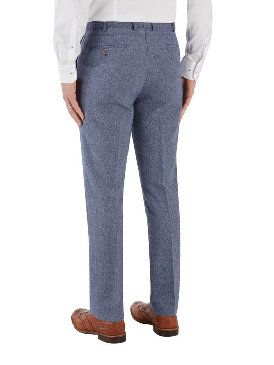 Jude Blue Herringbone Trousers - Trousers - - THREADPEPPER