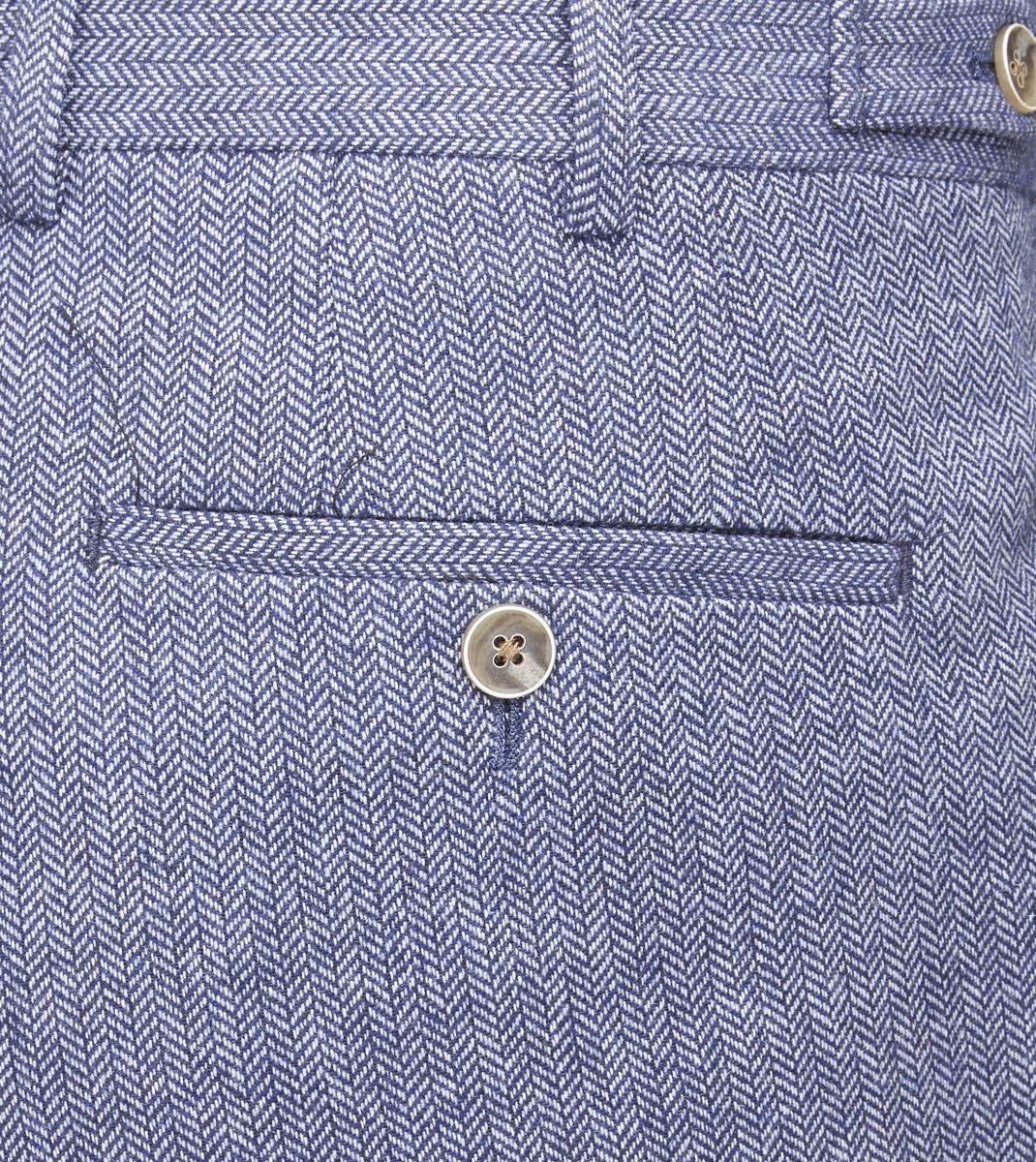 Jude Blue Herringbone Trousers - Trousers - - THREADPEPPER